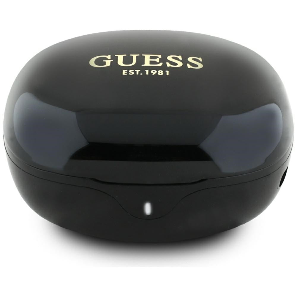 Casti Guess Flat Classic Logo Electroplated (GUTWST7FCEEK), Bluetooth 5.4, TWS, Microphone, 300mAh, Negru