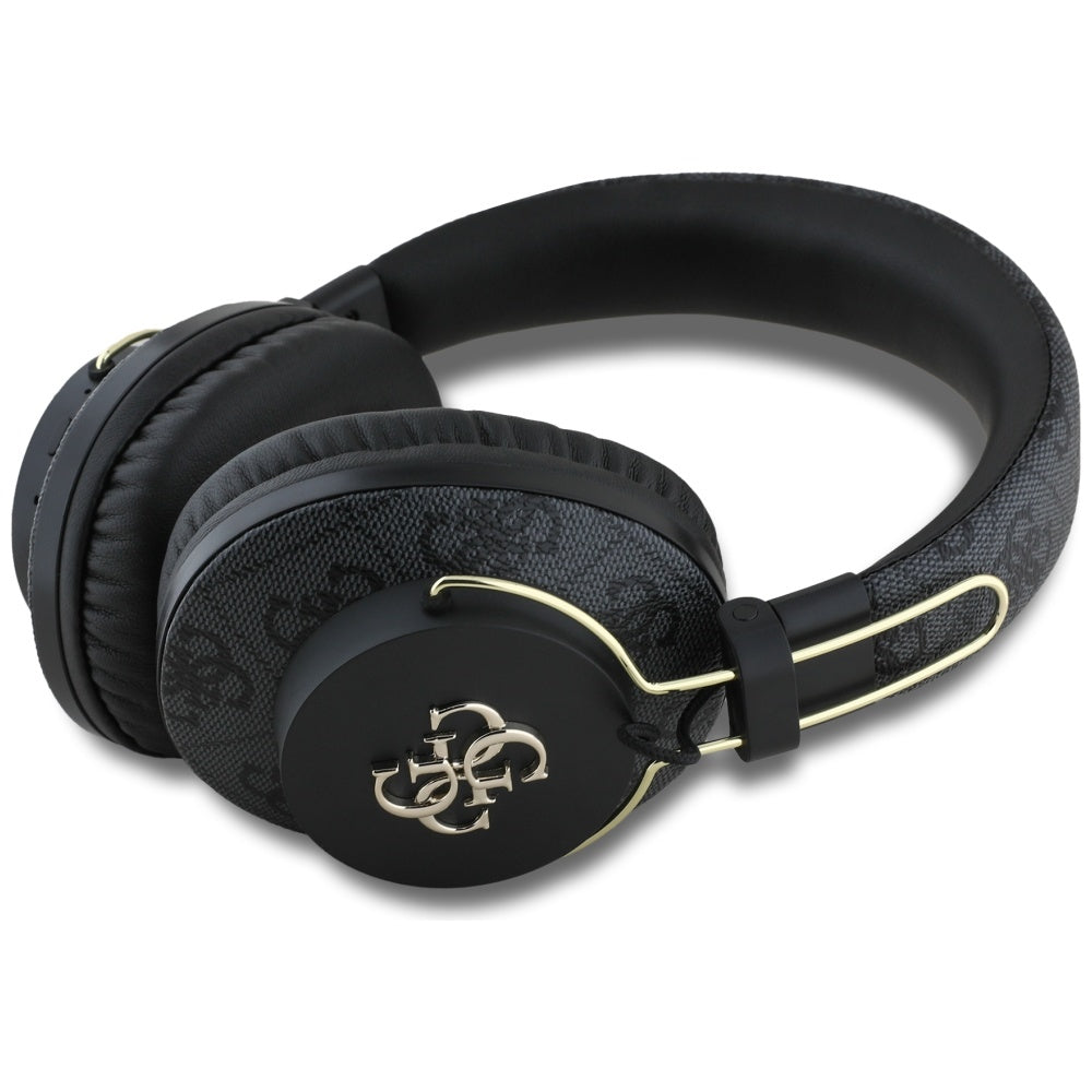 Casti Guess Wireless 4G Metal Logo (GUBHS72P4FC4MK), Bluetooth 5.3, ENC, USB-C, Eco-Leather, On-ear, 300mAh, Negru