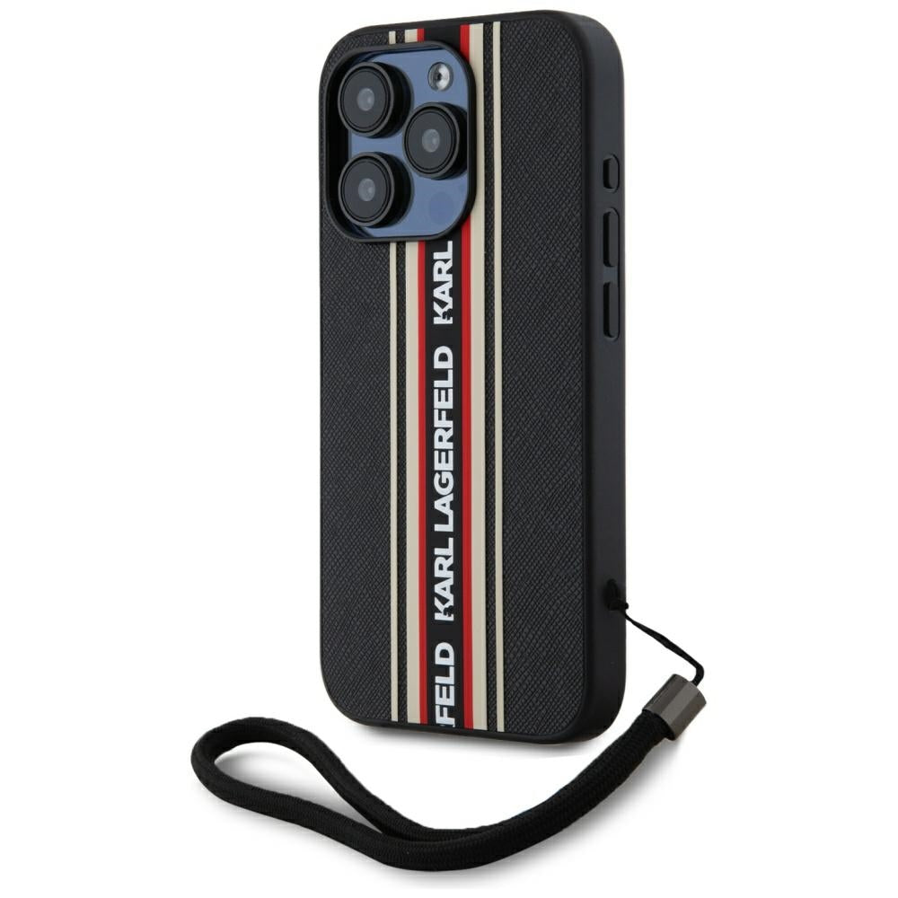 Husa de protectie Karl Lagerfeld Saffiano Athleisure Stripes Cord (KLHCP15XPAMSCNSR) compatibil cu iPhone 15 Pro Max, Rosu