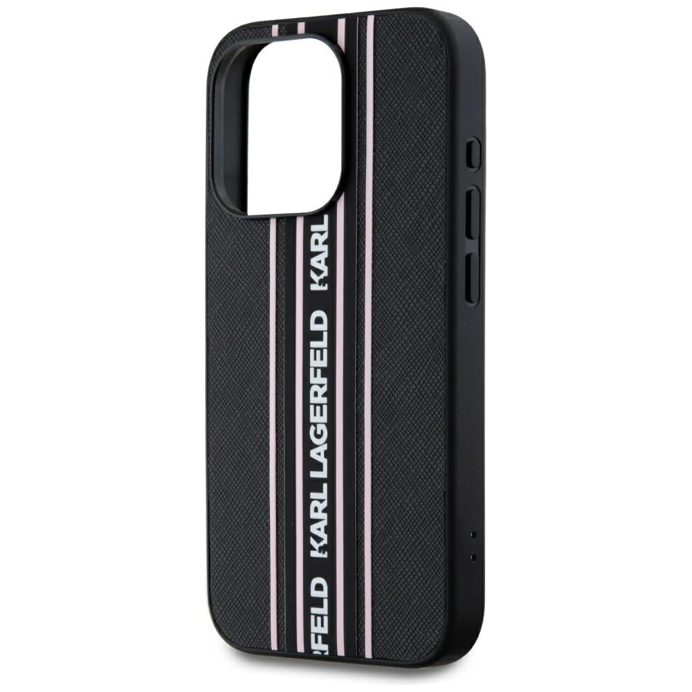 Husa de protectie Karl Lagerfeld Saffiano Athleisure Stripes Cord (KLHCP15XPAMSCNSP) compatibil cu iPhone 15 Pro Max, Roz