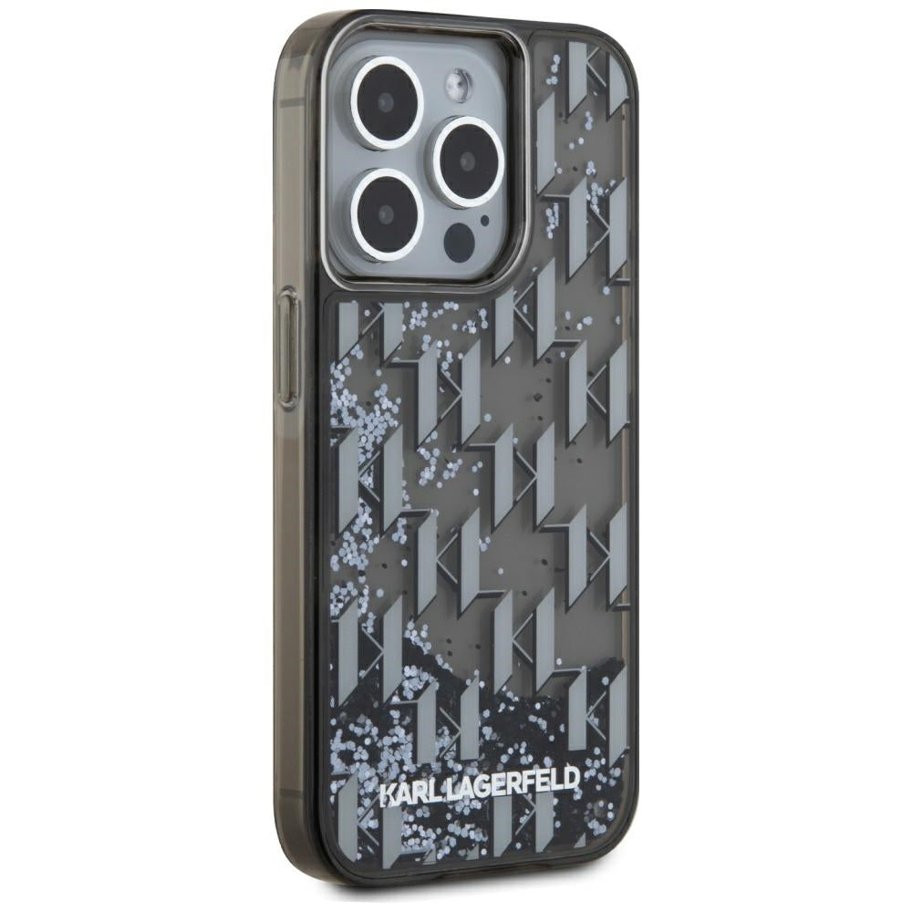 Husa de protectie Karl Lagerfeld Hardcase Liquid Glitter (KLHCP15XLKLGKCCK) compatibil cu iPhone 15 Pro Max, Monogram
