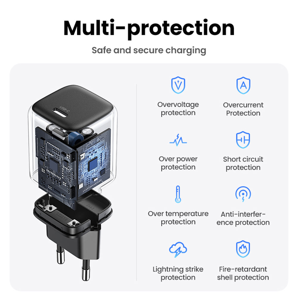 Incarcator Ugreen Nexode CD318 (90664), USB-C, GaN, Fast Charging, 20W, 3A, QC4.0+, Gri