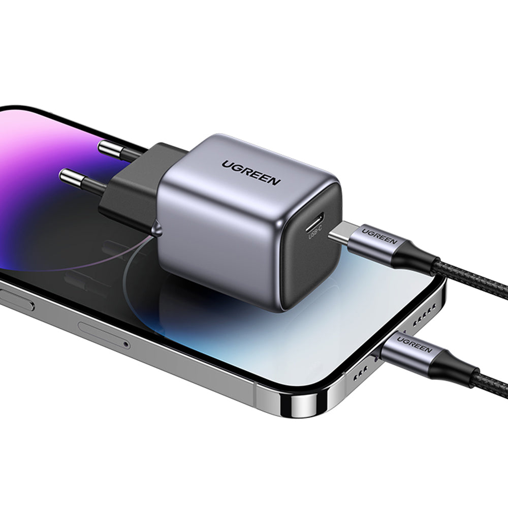 Incarcator Ugreen Nexode CD318 (90664), USB-C, GaN, Fast Charging, 20W, 3A, QC4.0+, Gri