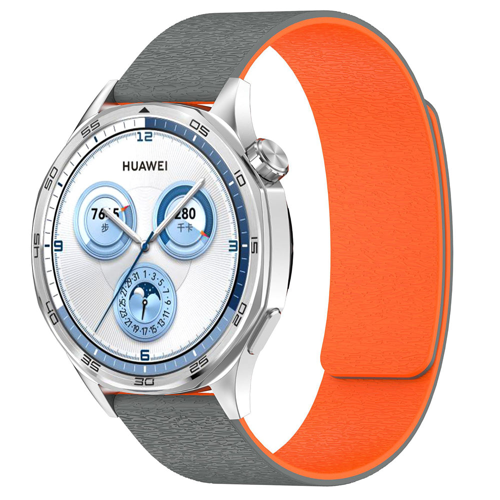 Curea smartwatch Techsuit Watchband 20mm (W074) compatibil cu Samsung Galaxy Watch4/5/Active 2, Huawei Watch GT 3 (42mm)/GT 3 Pro (43mm), Gri / Orange