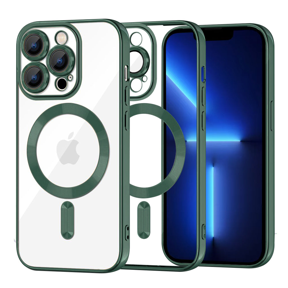 Husa de protectie Techsuit Luxury Crystal MagSafe compatibil cu iPhone 13 Pro Max, Verde inchis