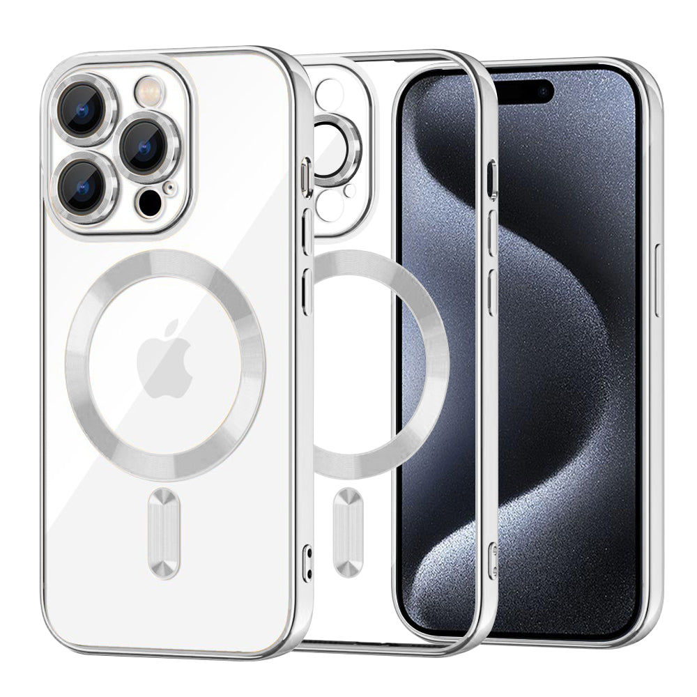 Husa de protectie Techsuit Luxury Crystal MagSafe compatibil cu iPhone 15 Pro, Argintiu