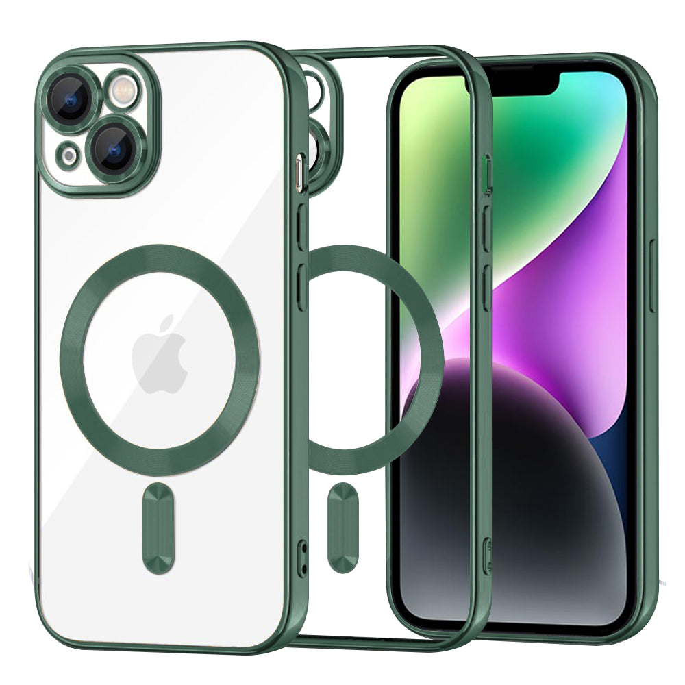 Husa de protectie Techsuit Luxury Crystal MagSafe compatibil cu iPhone 14, Verde inchis