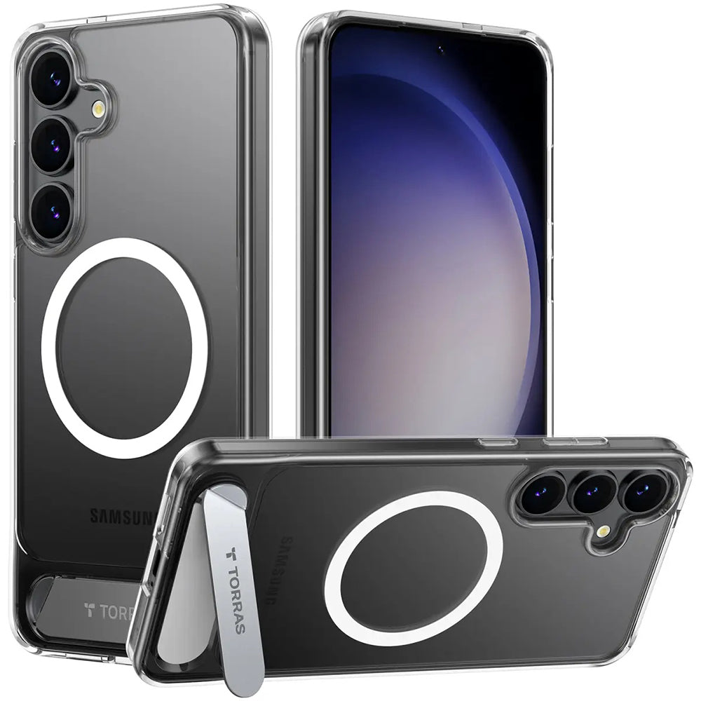 Husa de protectie Torras Pstand MagSafe compatibil cu Samsung Galaxy S25 Plus, Transparent