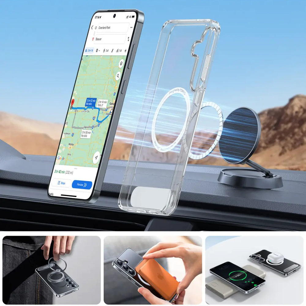 Husa de protectie Torras Pstand MagSafe compatibil cu Samsung Galaxy S25 Plus, Transparent