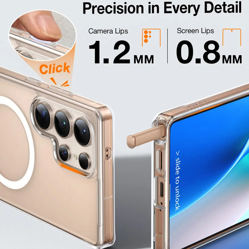 Husa de protectie Torras Pstand MagSafe compatibil cu Samsung Galaxy S25 Ultra, Transparent