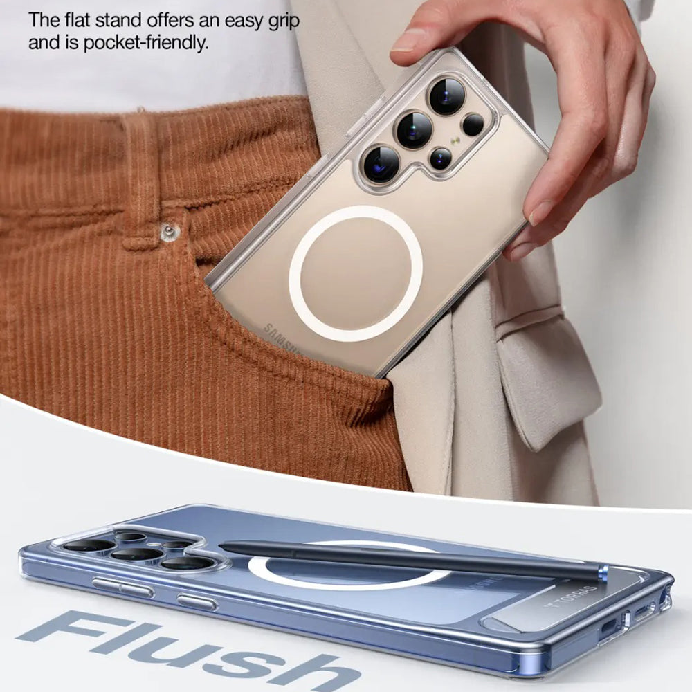 Husa de protectie Torras Pstand MagSafe compatibil cu Samsung Galaxy S25 Ultra, Transparent