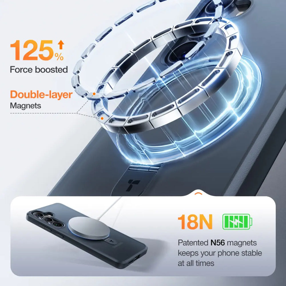 Husa de protectie Torras Ostand MagSafe Series compatibil cu Samsung Galaxy S25 Plus, Negru