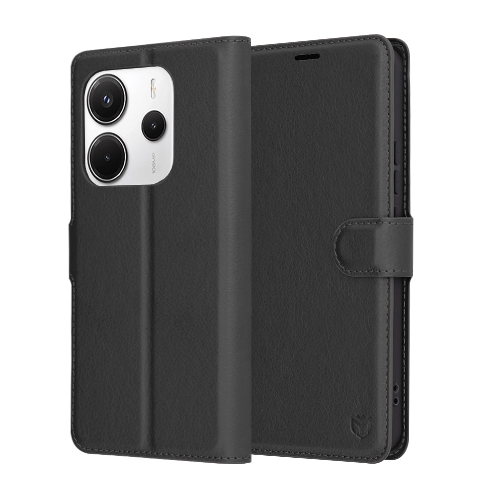 Husa de protectie Techsuit Leather Folio compatibil cu Xiaomi Redmi Note 14 4G (Regional), Negru