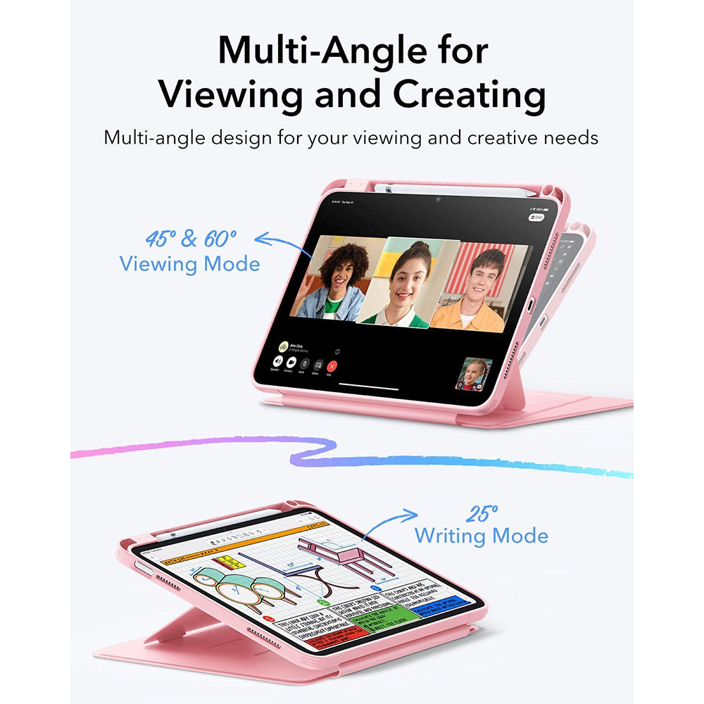 Husa de protectie tableta ESR Flip Hybrid (with Pencil Holder) compatibil cu iPad 10 (2022) 10.9 / 11 (2025) / 12 (2026), Roz