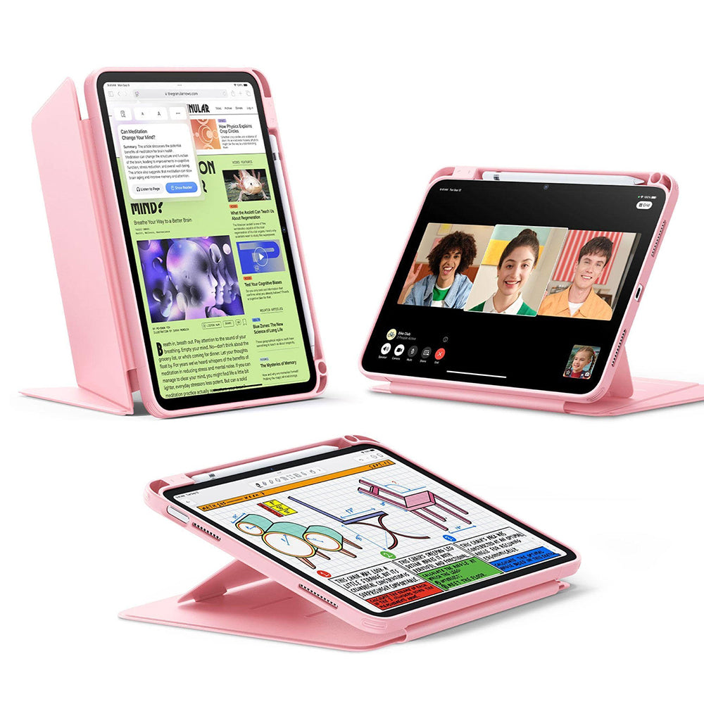 Husa de protectie tableta ESR Flip Hybrid (with Pencil Holder) compatibil cu iPad 10 (2022) 10.9 / 11 (2025) / 12 (2026), Roz