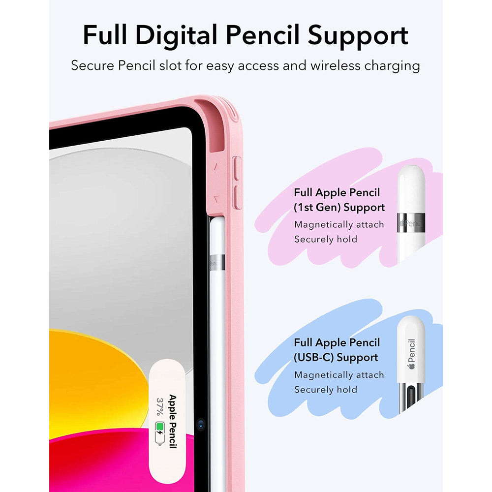 Husa de protectie tableta ESR Flip Hybrid (with Pencil Holder) compatibil cu iPad 10 (2022) 10.9 / 11 (2025) / 12 (2026), Roz