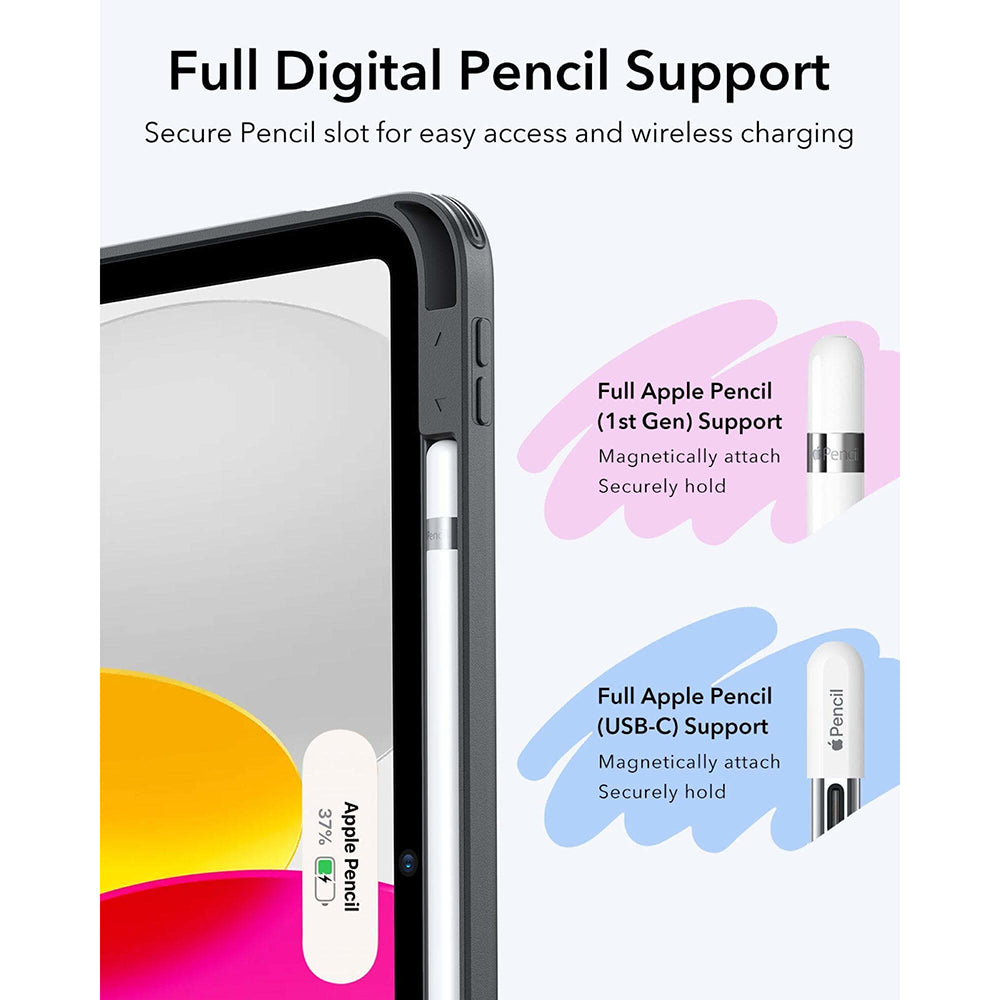 Husa de protectie tableta ESR Flip Hybrid (with Pencil Holder) compatibil cu iPad 10 (2022) 10.9 / 11 (2025) / 12 (2026), Negru