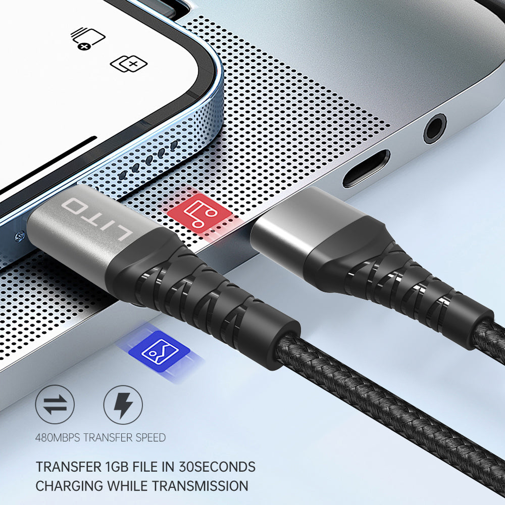 Cablu Lito (LD22L), USB-A to Lightning, Fast Charging, 2.4A, 2m, Negru