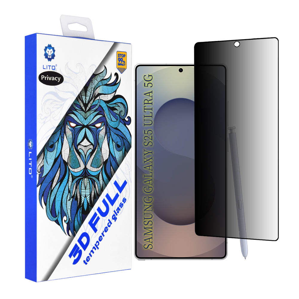 Folie de protectie Lito 3D Full Cover compatibil cu Samsung Galaxy S25 Ultra, Privacy