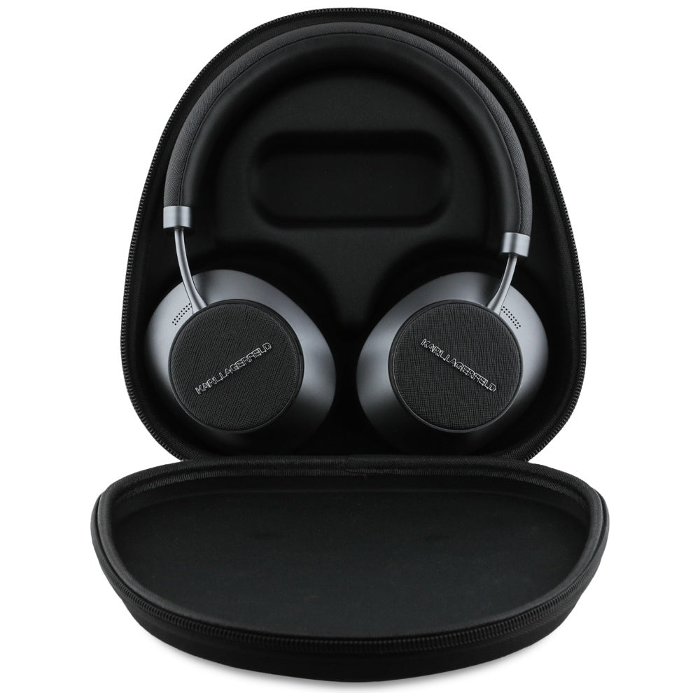 Casti Karl Lagerfeld Wireless Saffiano Elongated (KLBHP73PSACKMK), Over-Ear Headset, ANC, Bluetooth, Type-C, Negru