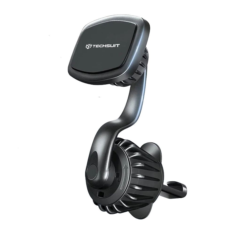 Suport Techsuit AirFix (S3), with Metal Plates, for Air Vent, Magnetic Car Mount N52, 360° Rotation, Universal, Negru
