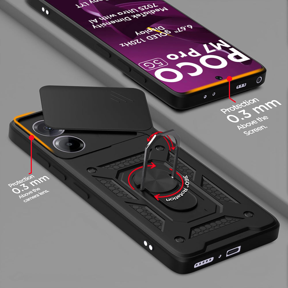 Husa de protectie Techsuit CamShield Series compatibil cu Xiaomi Poco M7 Pro 5G, Negru