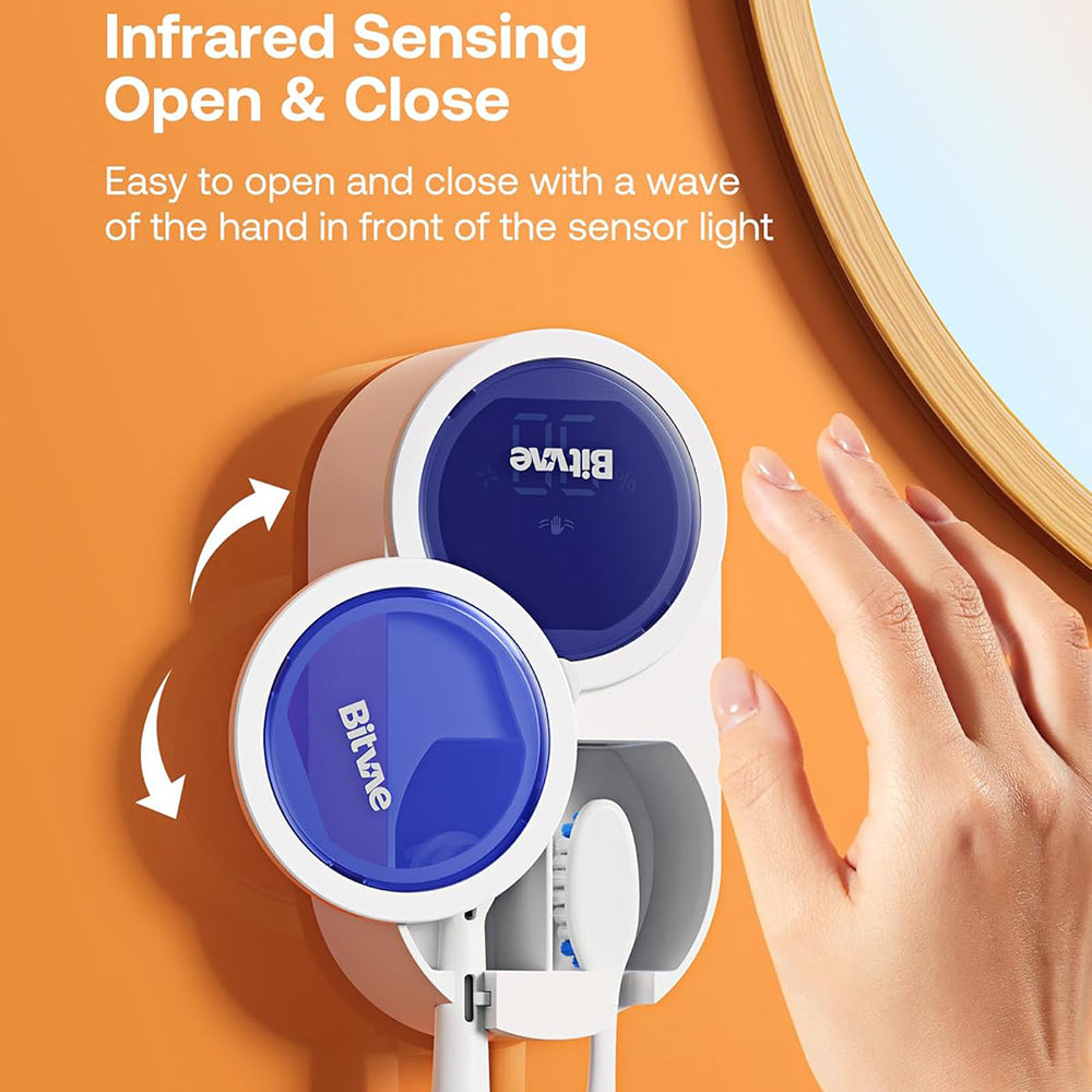 Bitvae Air Drying Sanitizer (BVX122), for Toothbrush, UV Disinfection, Inductive Switch, Antibacterial, LED Screen, Alb