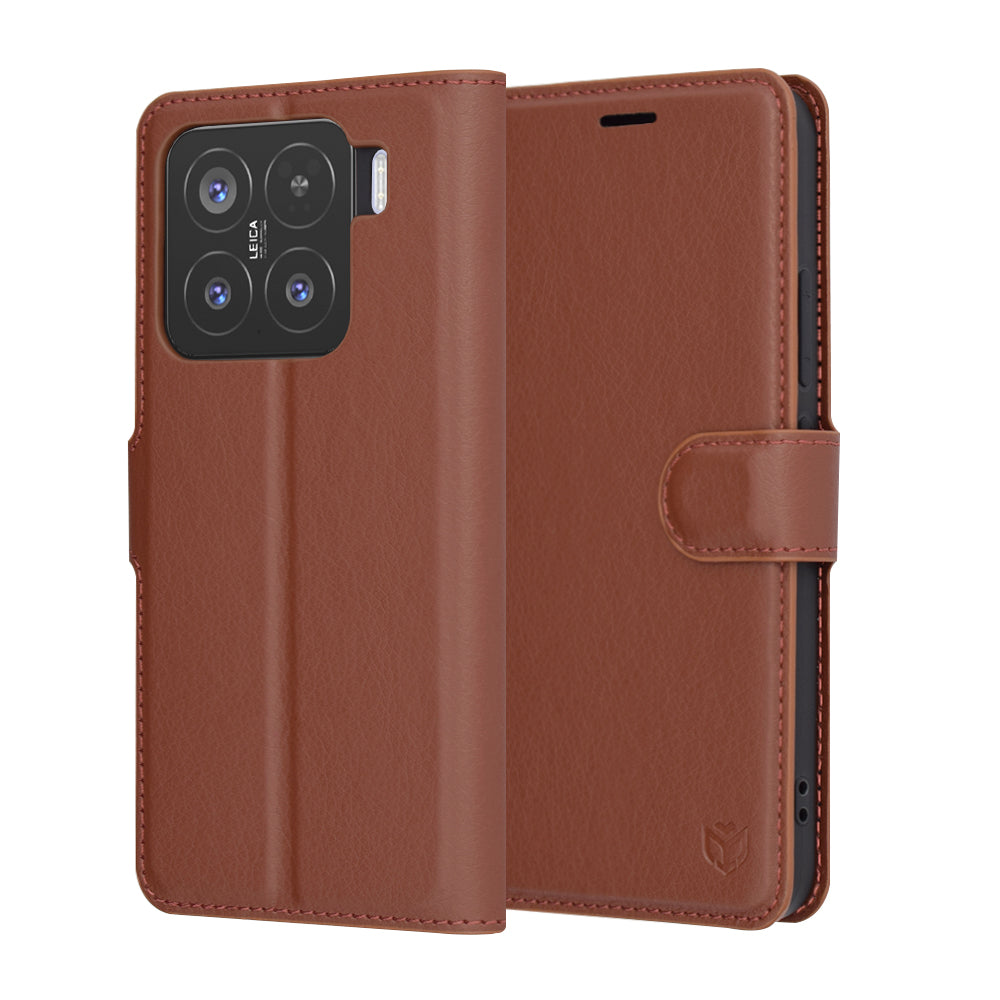 Husa de protectie Techsuit Leather Folio compatibil cu Xiaomi 15, Maro