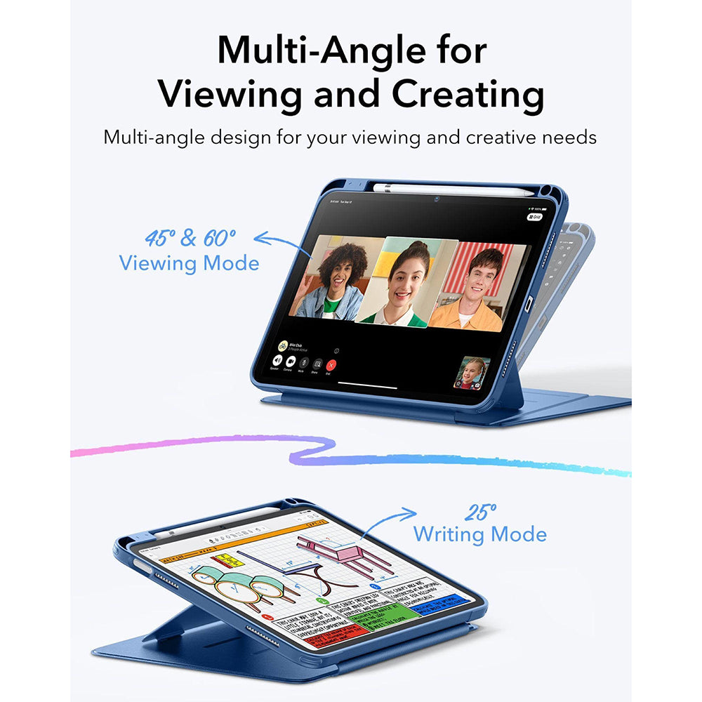 Husa de protectie tableta ESR Flip Hybrid (with Pencil Holder) compatibil cu iPad 10 (2022) 10.9 / 11 (2025) / 12 (2026), Albastru