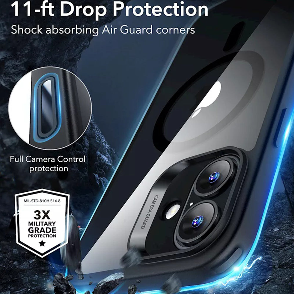 Husa de protectie ESR Classic Hybrid HaloLock compatibil cu iPhone 16, Transparent Black