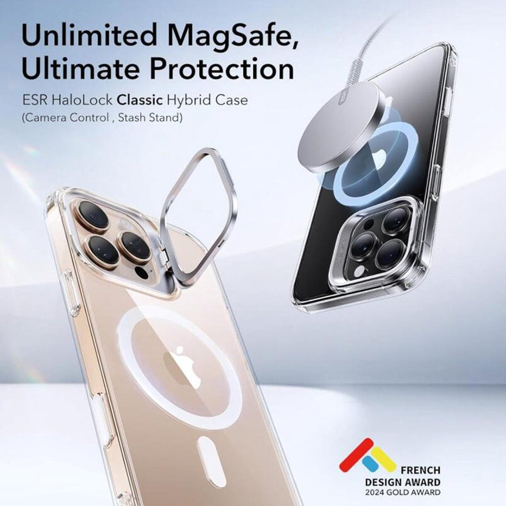 Husa de protectie ESR Classic Hybrid HaloLock Kickstand compatibil cu iPhone 16 Pro, Transparent
