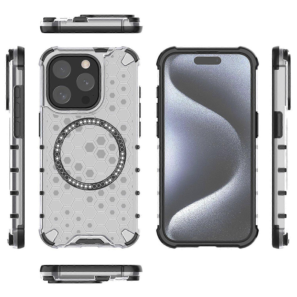 Husa de protectie Techsuit HoneyComb Shield MagSafe compatibil cu iPhone 15 Pro, Alb