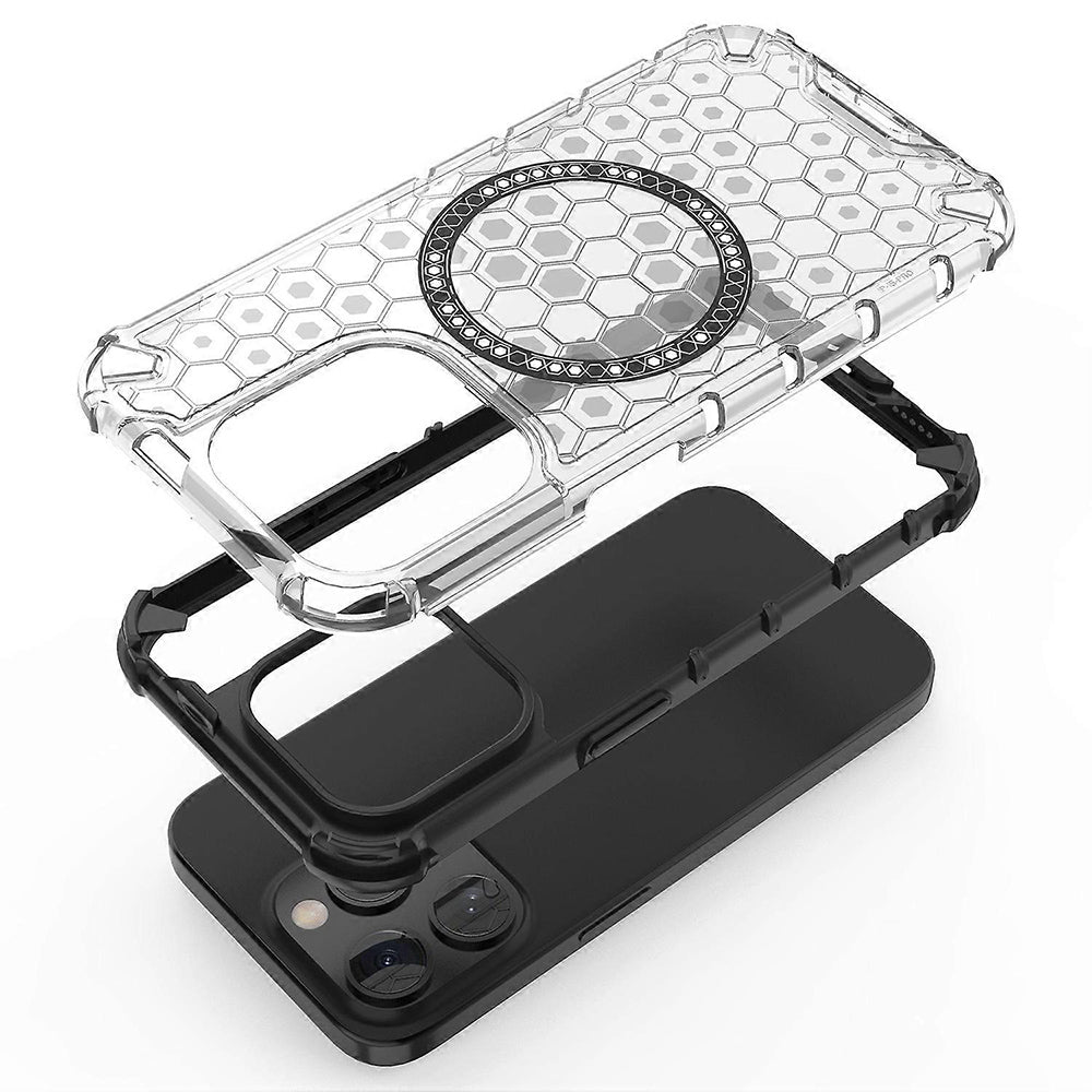 Husa de protectie Techsuit HoneyComb Shield MagSafe compatibil cu iPhone 15 Pro Max, Negru