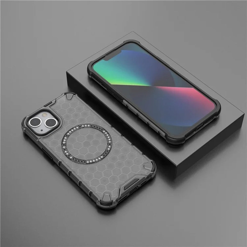 Husa de protectie Techsuit HoneyComb Shield MagSafe compatibil cu iPhone 14, Negru