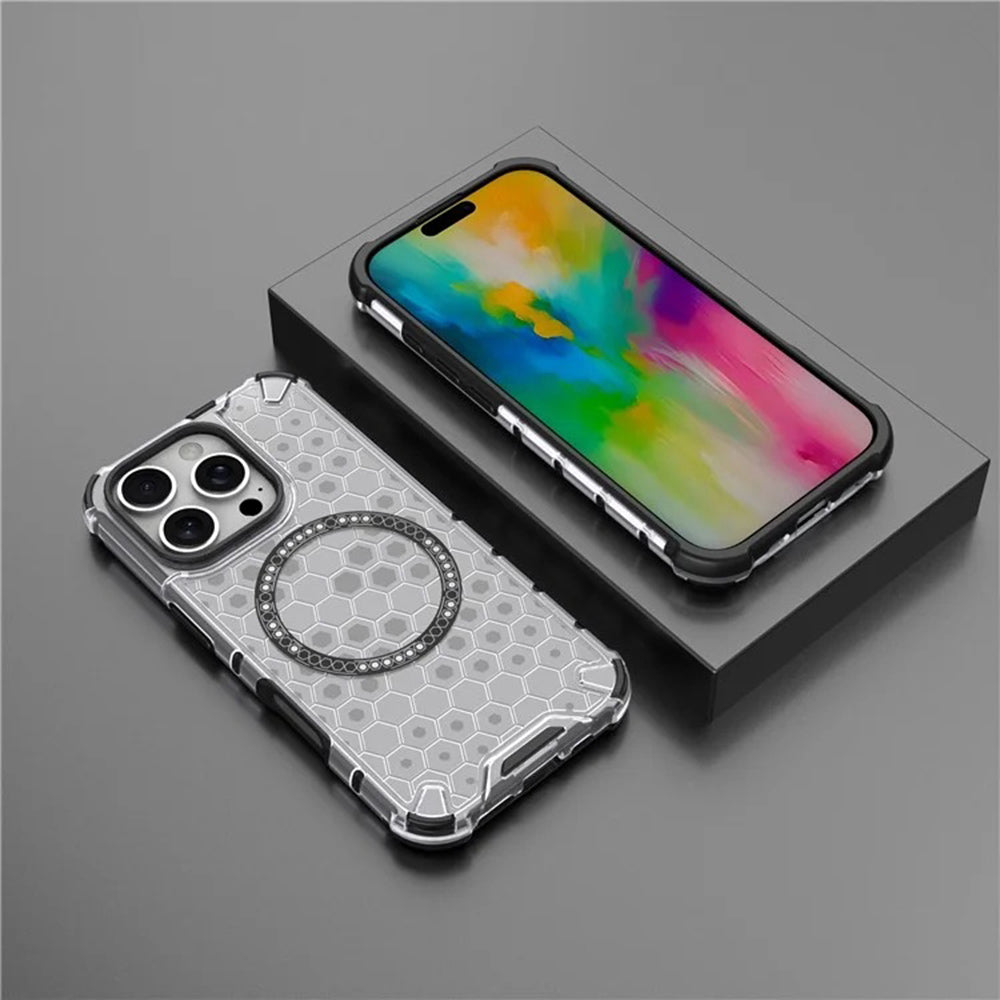 Husa de protectie Techsuit HoneyComb Shield MagSafe compatibil cu iPhone 16 Pro, Alb