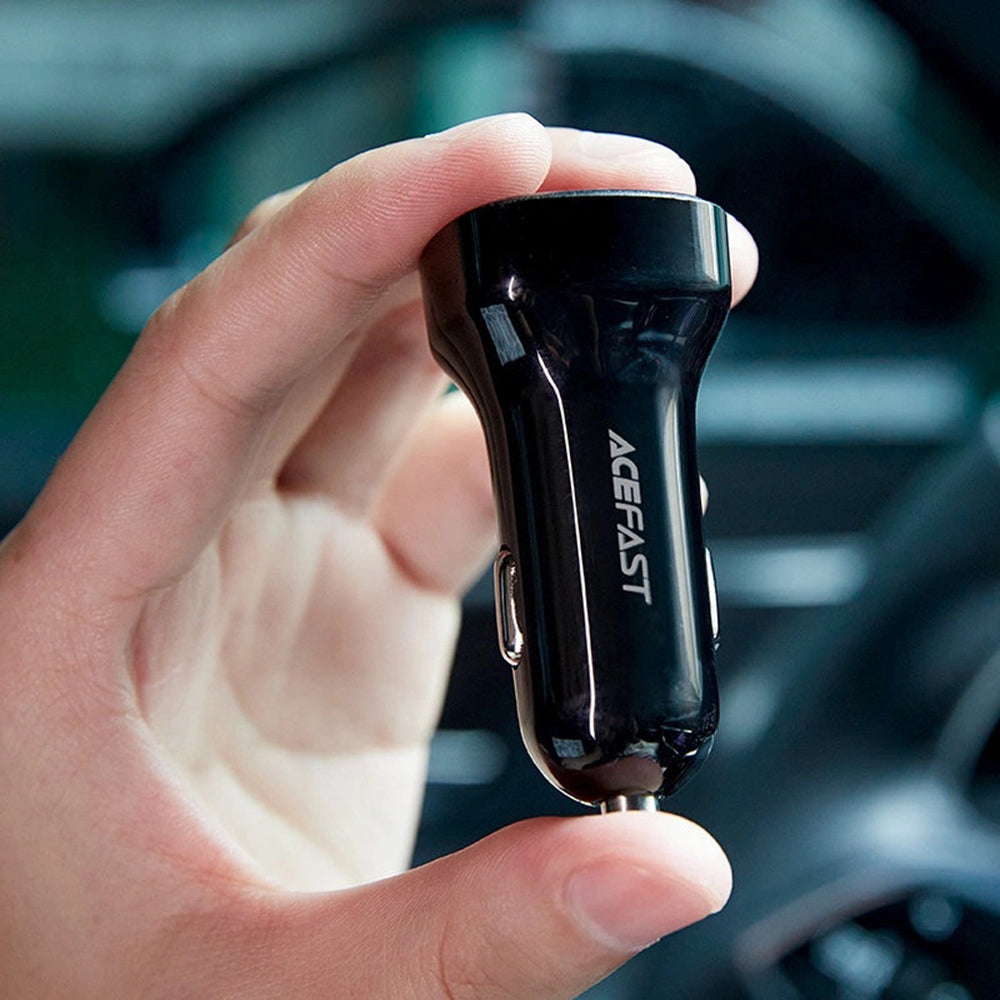 Incarcator Acefast Car (B4), with Digital Display, Fast Charging, USB, Type-C, 66W, Negru