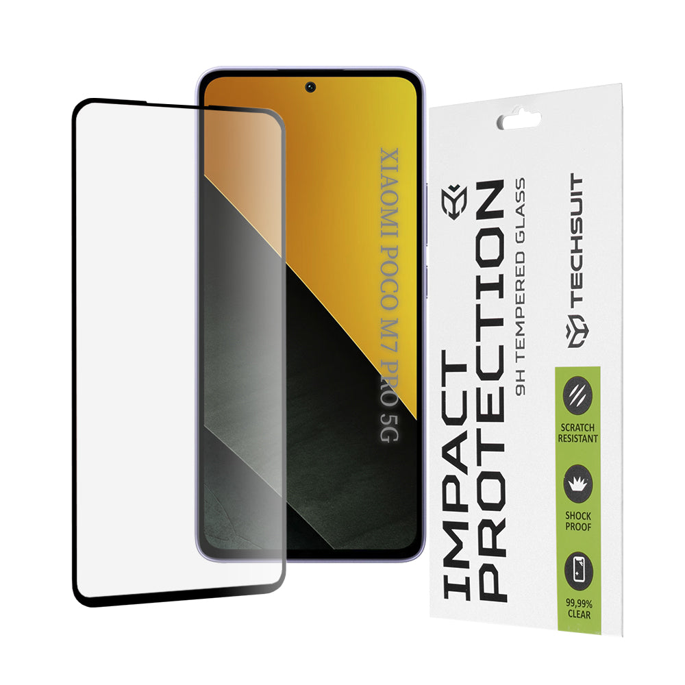 Folie de protectie Techsuit 111D Full Cover / Full Glue Glass compatibil cu Xiaomi Poco M7 Pro 5G, Negru