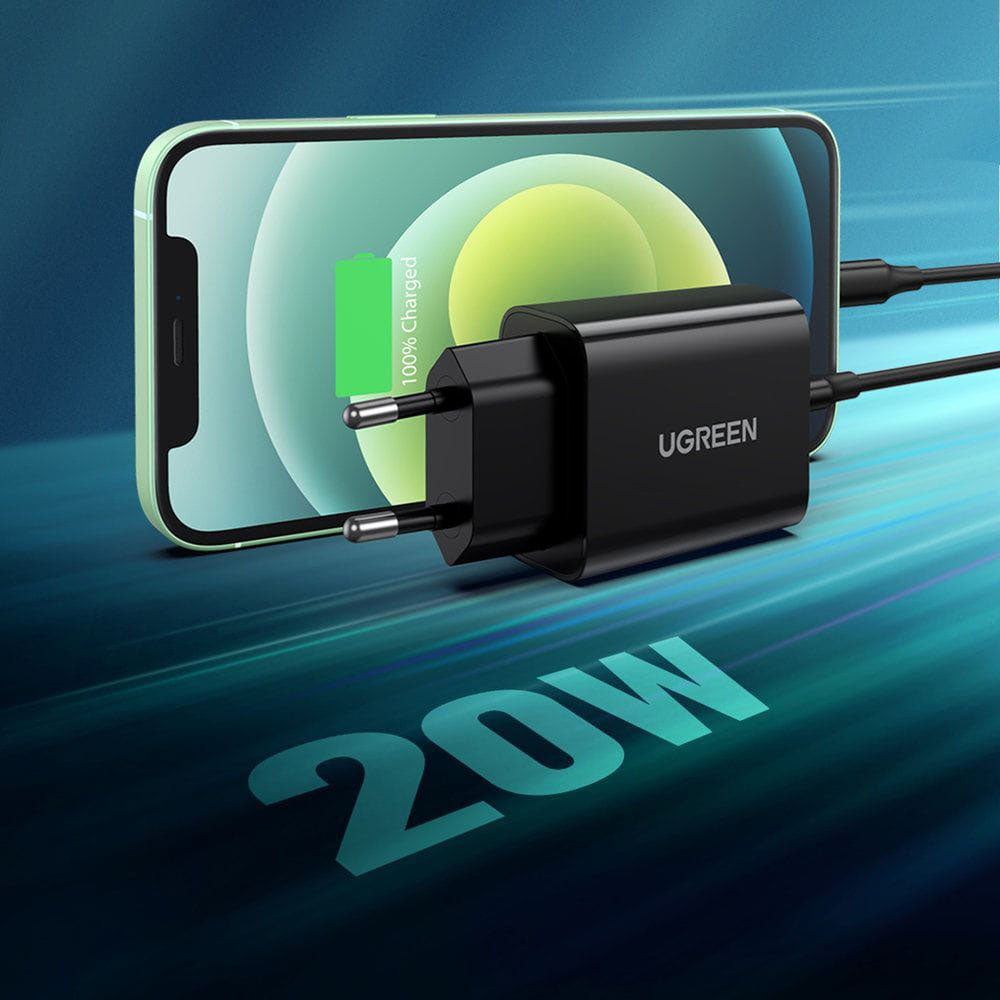 Incarcator Ugreen CD137 (10191), Fast Charging, Type-C, 20W, 5V/3A, PD3.0, Quick Charge 4.0+, Negru