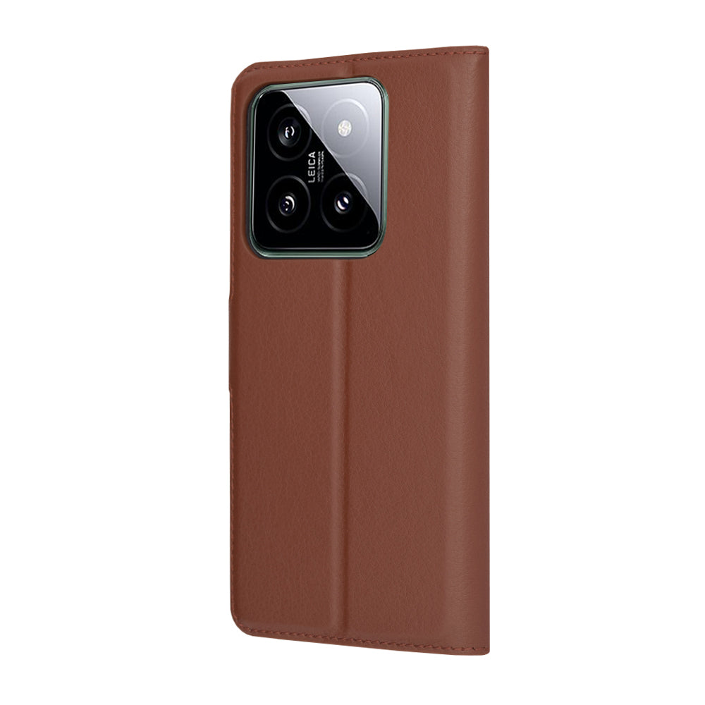 Husa de protectie Techsuit Leather Folio compatibil cu Xiaomi 14, Maro