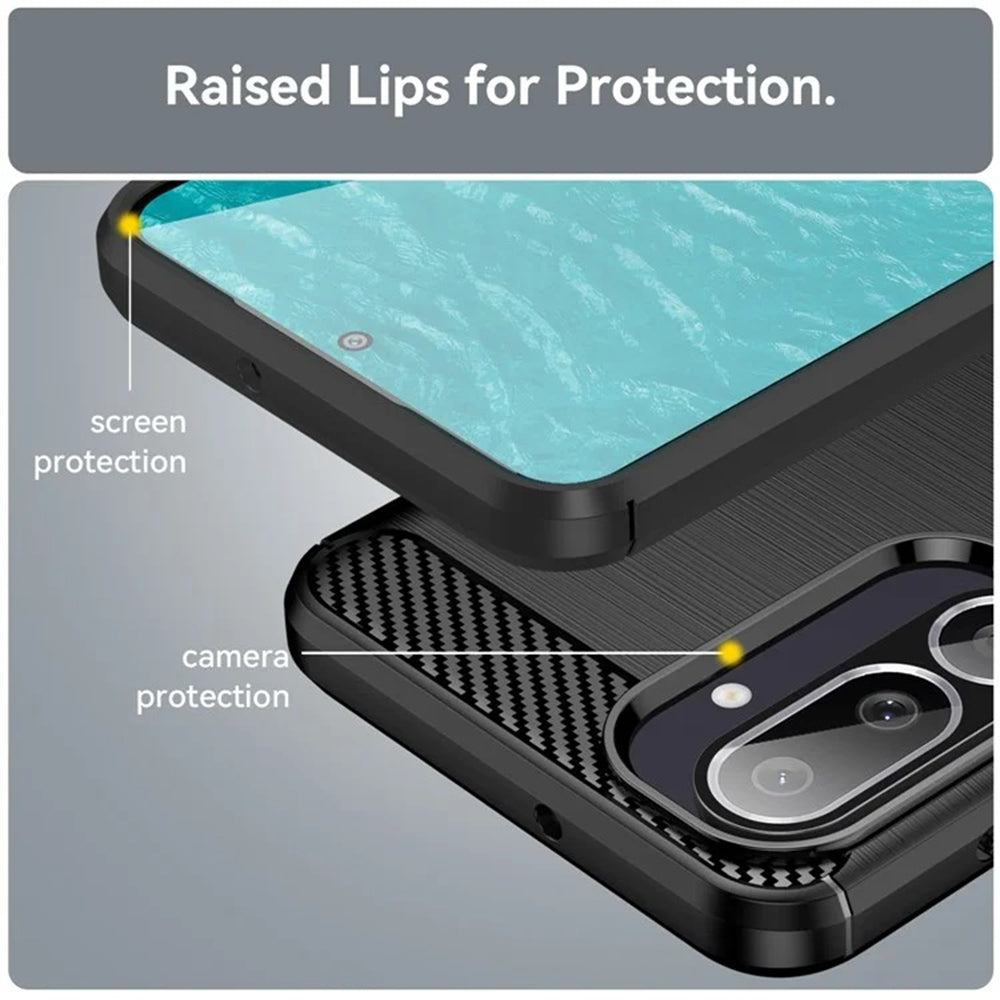 Husa de protectie Techsuit Carbon Silicone compatibil cu Samsung Galaxy M56, Negru