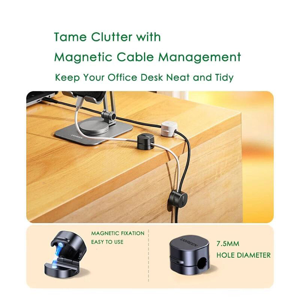 Suport Ugreen (set de 3) Cable Organizer LP886 (45797), Magnetic, 1x Holder Clip, for Desk, Negru