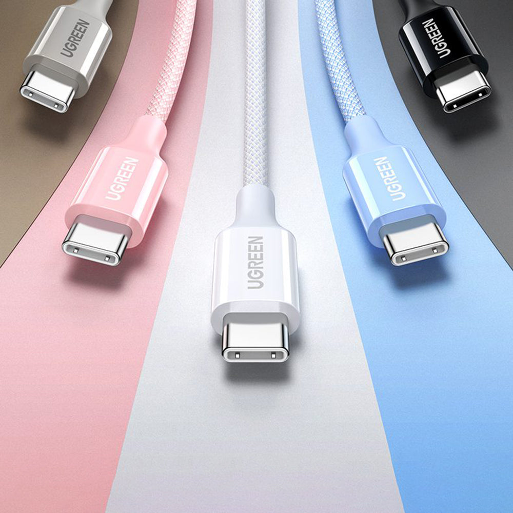 Cablu Ugreen L501 (35218), USB-C to USB-C, 3A, 60W, 1m, Nylon, Alb