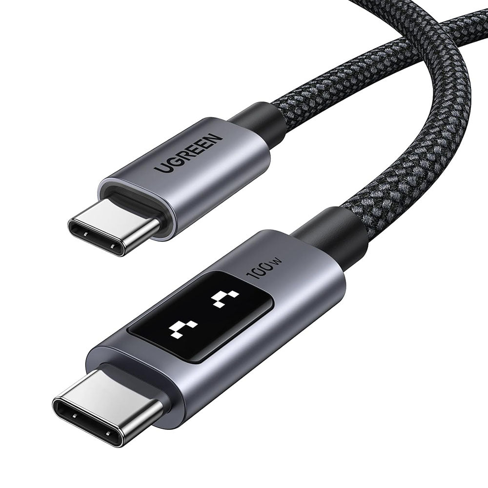 Cablu Ugreen L509 (35501), USB-C to USB-C, 5A, 100W, 480Mbps, 1m, Nylon, Gri Spatial