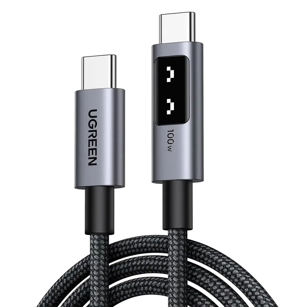 Cablu Ugreen L509 (35501), USB-C to USB-C, 5A, 100W, 480Mbps, 1m, Nylon, Gri Spatial