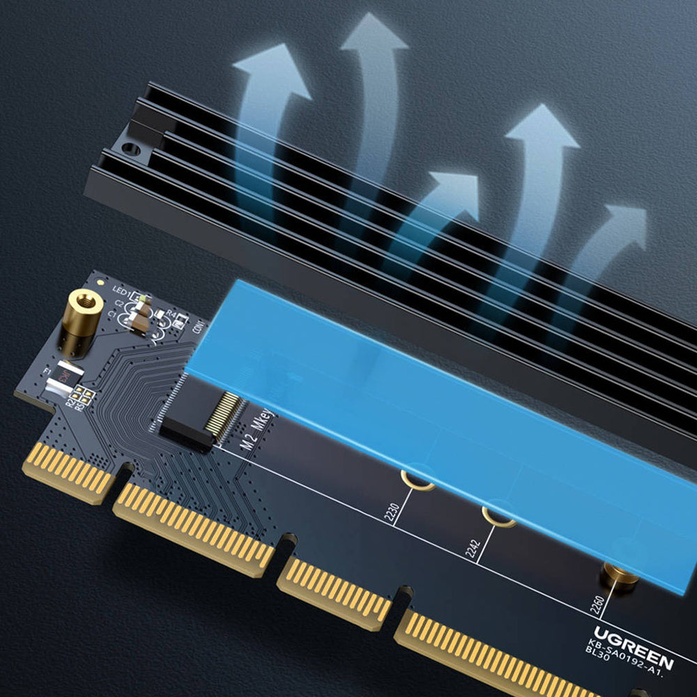 Stocare Ugreen Expansion Card CM465 (30715), PCIe 4.0 to M.2 NVMe, 64Gbps, Negru