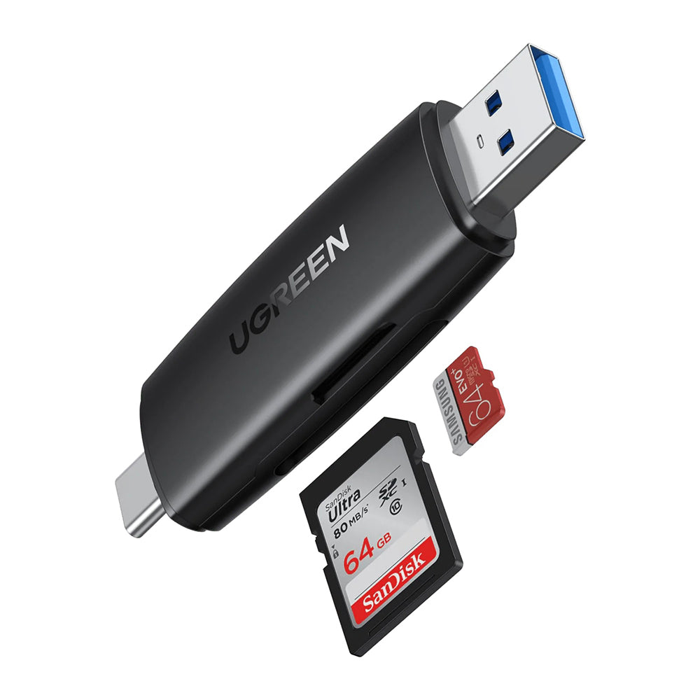 Adaptor Ugreen Cititor de Carduri CM304, USB/Type-C la SD/TF, 5Gbps, Negru