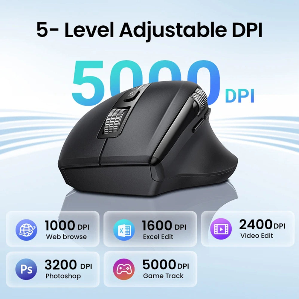Mouse Ugreen M751 (45792), Bluetooth 5.4, 2.4Ghz, 5000DPI, Negru
