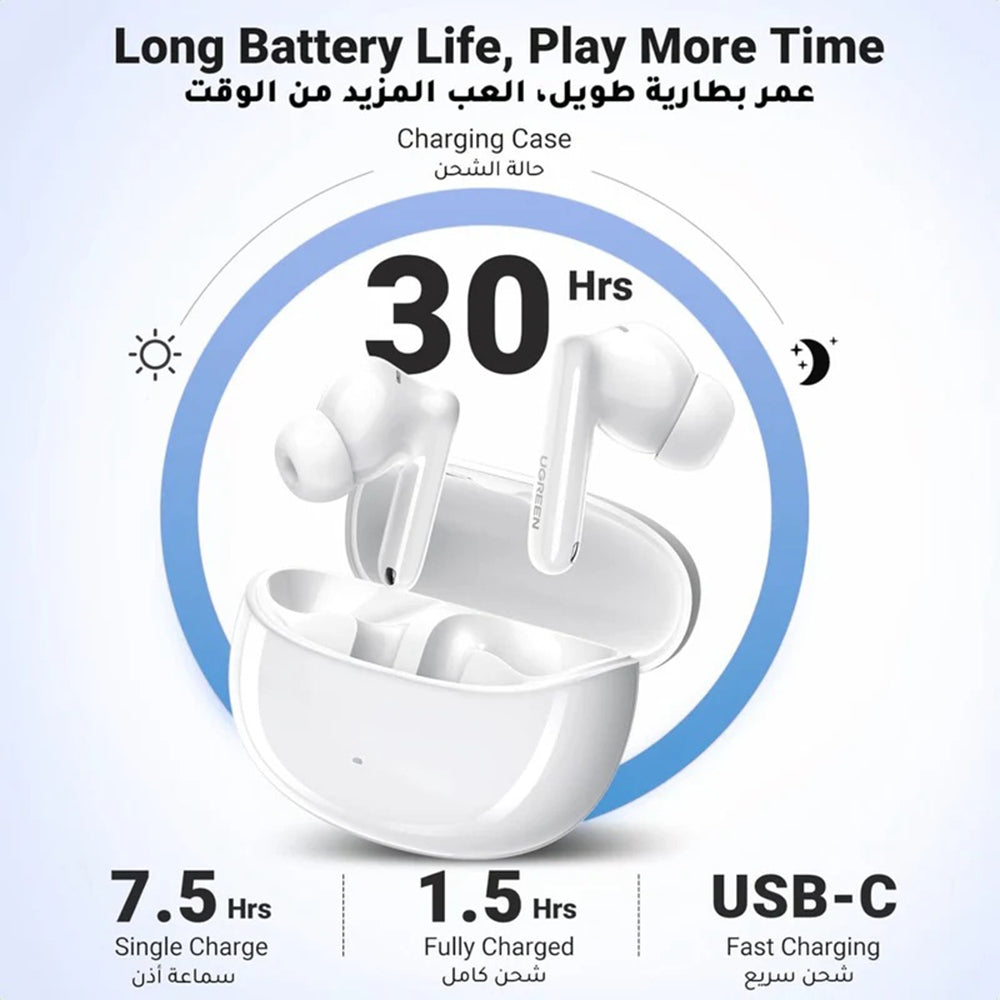 Casti Ugreen HiTune T3 Pro WS206 (35725), Bluetooth 5.4, Active Noise-Cancelling, 400mAh, Alb