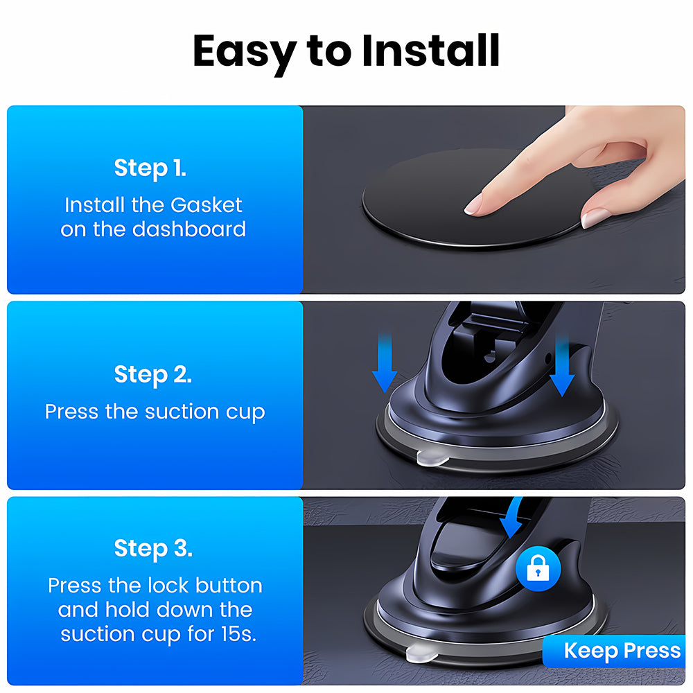 Suport Techsuit MagProX (S12), for Dashboard, MagSafe Compatible, 360° Rotation, Suction Cup Mounting Base, Negru