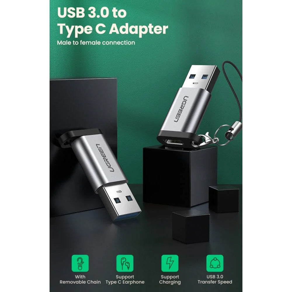 Adaptor Ugreen OTG USB Type-C, 3A, QC3.0, 5Gbps, Gri